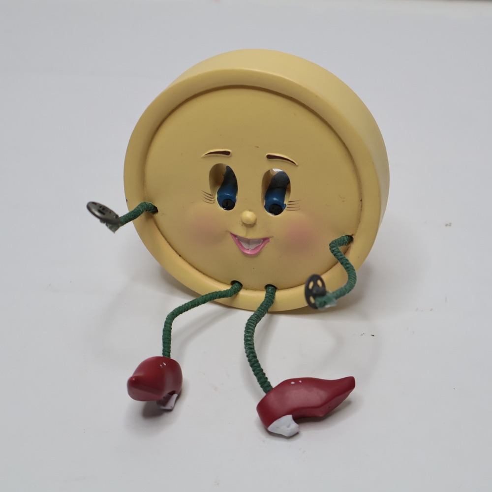 Vintage‎ Anthropomorphic Yellow Button Shelf Sitter Figurine with Red Shoes